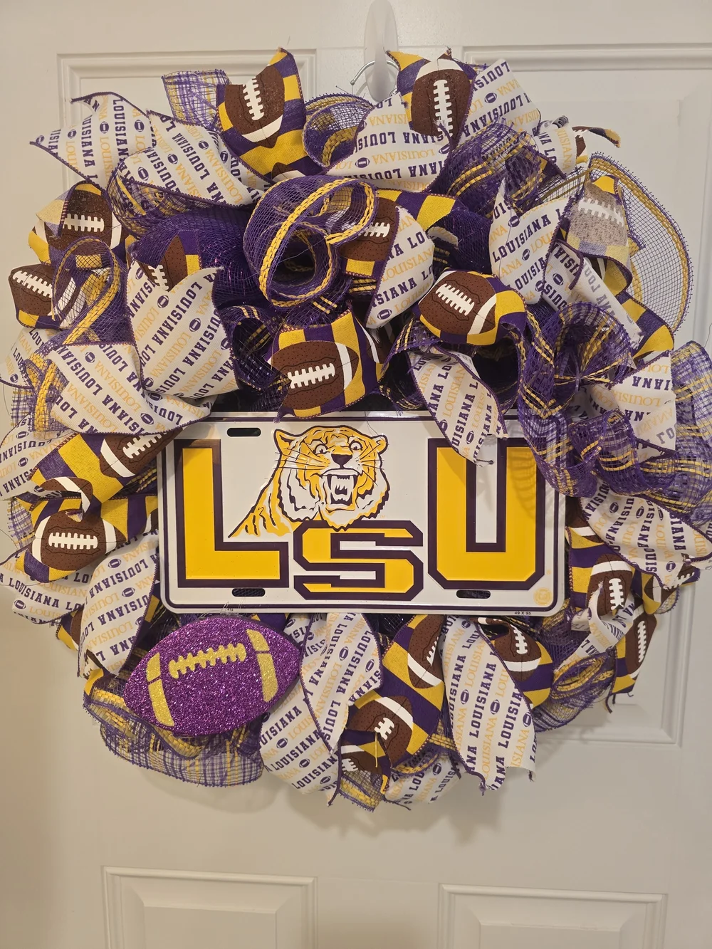 LSU Tigers Decorative Door Wreath - Purple & Gold Football